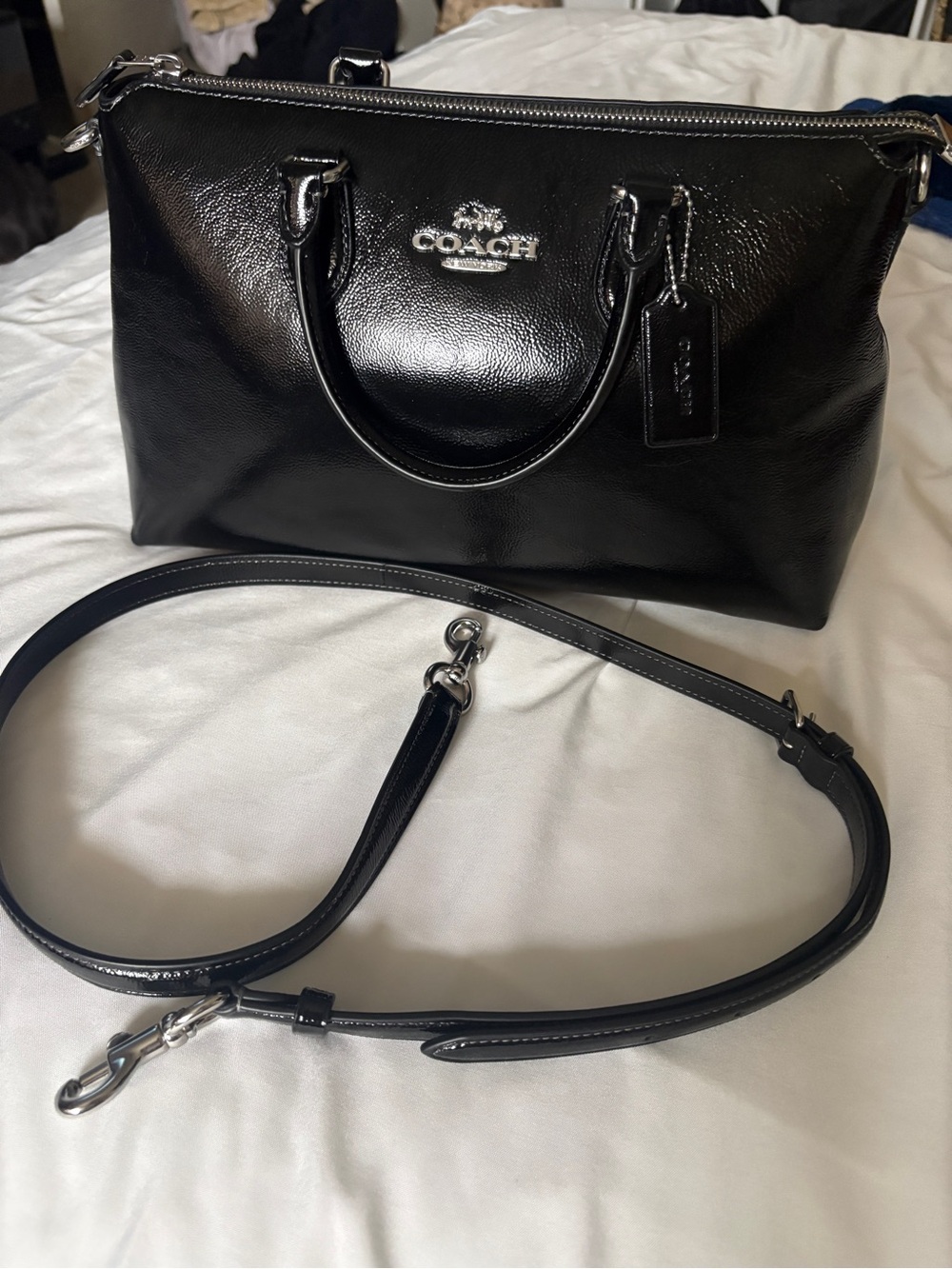 Coach Black Patent Leather Tote - Black